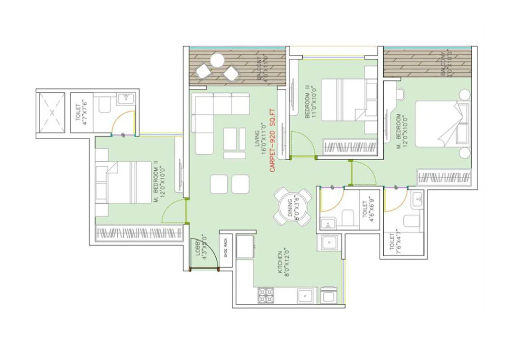 Majestique Signature Towers Balewadi 3BHK Floorplan Image